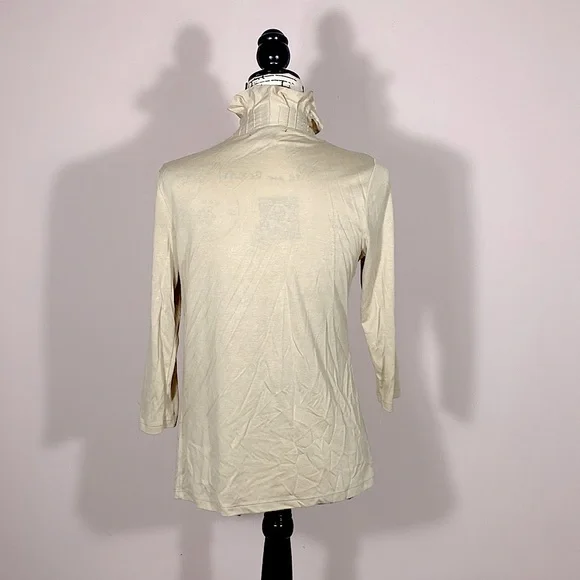 August Silk Ruffle Detail Cardigan Tan S - Picture 4 of 7